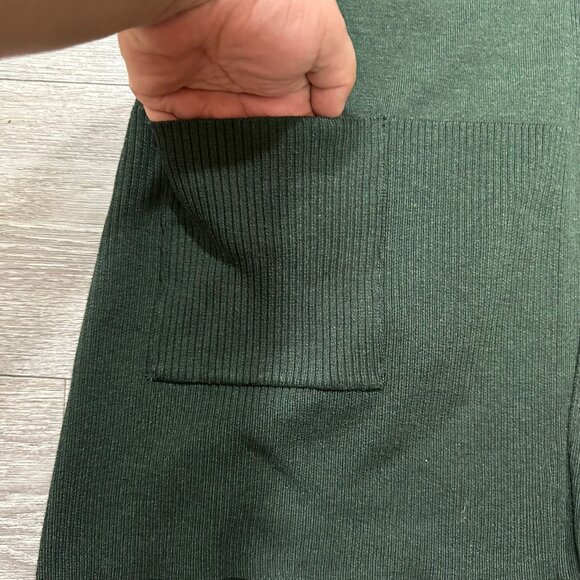 Terra & Sky 1X Plus Size Green Cardigan Sweater Lightweight Ribbed Knit - Picture 3 of 8